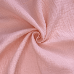 Ткань Муслин Жатый, цвет Нежно-Розовый (на отрез)  в Сыктывкаре